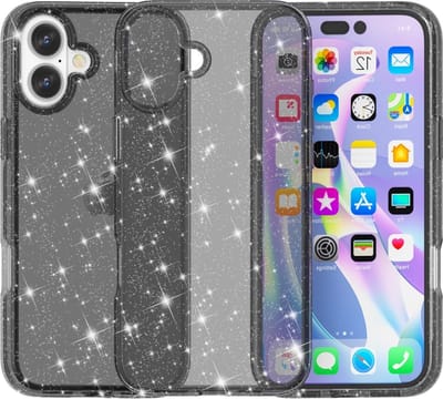Coverup Hoesje - Geschikt voor iPhone 16 Hoesje - Coverup Glitter TPU Back Cover - Zwart