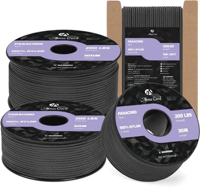 SnelShoppen - 2mm Paracord 15M - Nylon Koord Type I voor DIY, Camping, Outdoor - Max 90kg - Zwart