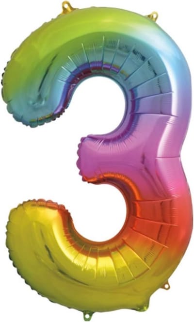 Grote Folie Ballon Cijfer 3 | 101 cm Hoog | Zilverkleurig Verjaardag Decoratie