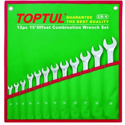 Schroeven en steeksleutelset TOPTUL 12st 6 7 8-17 19 22mm