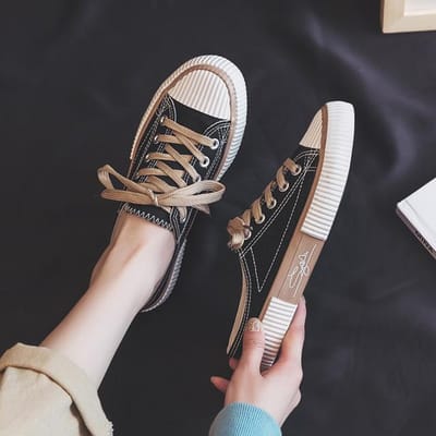 Koreaanse Wilde Half-Gesleept Een Luie Pedal Canvas Schoenen Zonder Hak 37 zwart