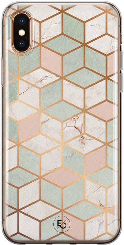 Hoesje geschikt voor iPhone Xs Max - Pastel Kubus - Soft Case - TPU - Print - Multi - ELLECHIQ