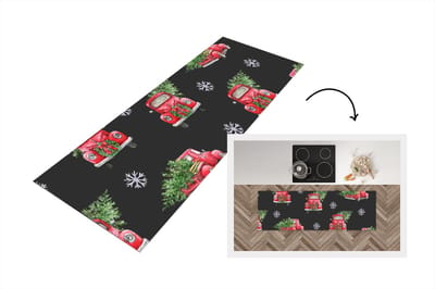 Keukenloper - Loper keuken - Patronen - Kerstboom - Auto - 150x50 cm - Keukenloper vinyl