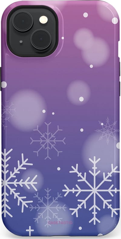 Casetastic hoesje geschikt voor Apple iPhone 15 Plus - MagSafe - Dubbellaagse bescherming - Winter Sneeuw Paarse Roze Gloed - Fashion Case - Lavendel