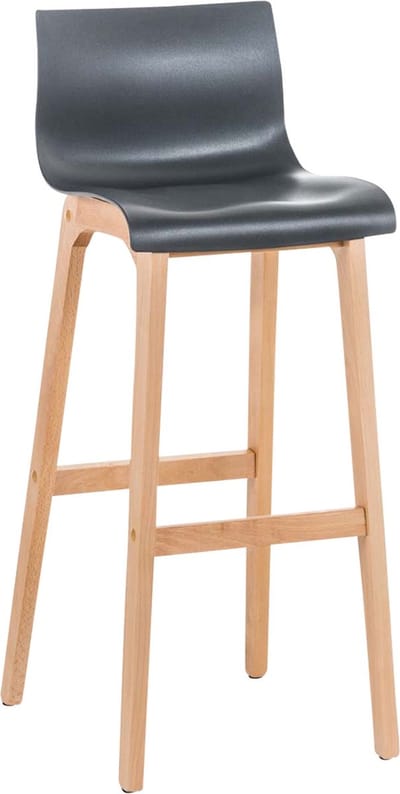 CLP Hover Barkruk - Natura houten frame - Kunststof zitting grijs/natura