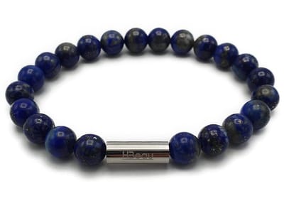 H-Beau - Handgemaakte Armband van Edelstenen - Natuurstenen - Lapis Lazuli Kralen - RVS Kraal - 8mm - lengte 19cm - Gepolijst - Blauw - Heren - Unisex - Sterrenbeeld - Horoscoop - Maagd - Boogschutter