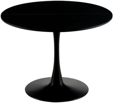 EGGREE Scandinavische moderne ronde eettafel - voor 2-4 personen - diameter 100 cm - Tweedelig bureaublad - zwart