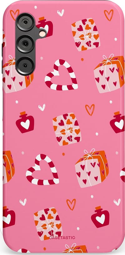 Casetastic Hoesje Geschikt voor Samsung A14 (5G/4G) - Stijlvolle Beschermende Duo-layer Case - Zoete Liefde Roze