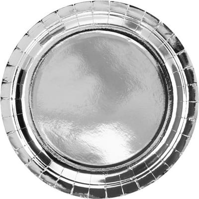 Zilverkleurige Metallic Borden 23cm - 6 stuks