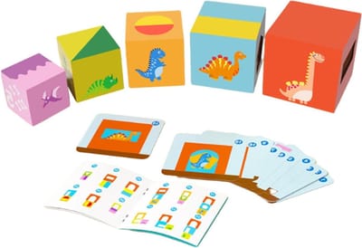 Houten Puzzel - Leerblokken Sorteerdoos - Cognitieve Ontwikkeling - Visueel Geleide Montage - 13 x 1.3 cm - Multicolor