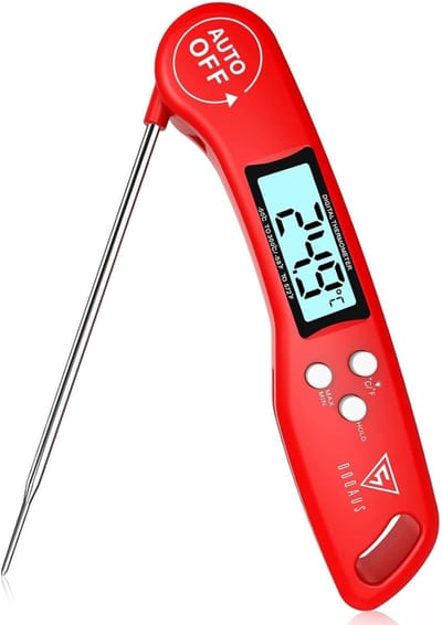 SnelShoppen - Digitale Braadthermometer Keukenthermometer Vleesthermometer Grillthermometer met 3s Uitlezing, Opvouwbare Lange Sonde en LCD-scherm - R