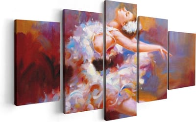 Artaza Canvas Schilderij Vijfluik Ballerina van Olieverf - Ballet - 100x50 - Foto Op Canvas - Canvas Print