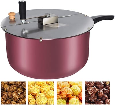 Popcornmaker Fornuis - Popcorn Pan - Verse Popcorn Maken - Antiaanbaklaag - 5 Liter - Zilver