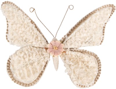 Clayre & Eef Decoratie Vlinder 30x3x24 cm Beige Synthetisch