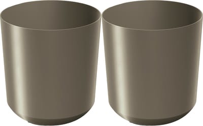 Prosperplast Plantenpot/bloempot Babylon - 2x - kunststof - buiten/binnen - titanium grijs - D24 x H24 cm