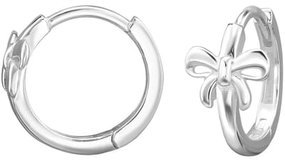 Joy|S - Zilveren oorringen met strikje - 12 mm - klap scharnier sluiting - sterling zilver 925 - strikje oorbellen - t99