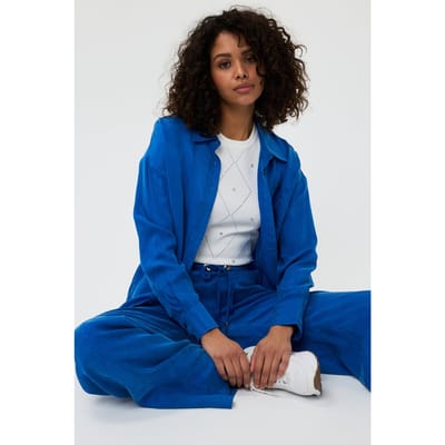 EsQualo Blouse Oversized Cupro Blue Maat: 36 | Overhemden Outlet | Dames | Blauw