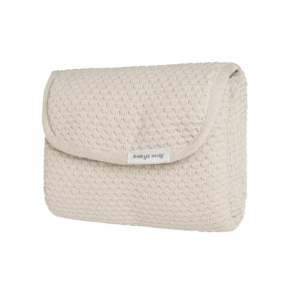 Baby's Only Gebreid verschoonmatje Sky - Verschoningsmatje voor onderweg - Warm Linen - Inclusief opbergzakje