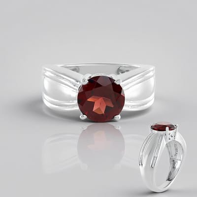 Cavill - Zilveren ring met Mozambique granaat 1,979 ct - 925 sterling zilver met platina coating - Minimalistisch modern design - Rode edelsteen ring