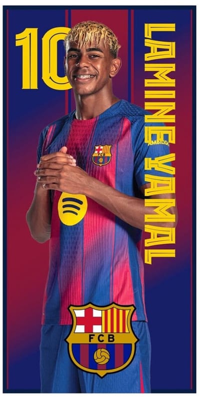 FC Barcelona Lamine Yamal - Microvezel Badhanddoek - Strandlaken – 70×140 cm – 100% Polyester