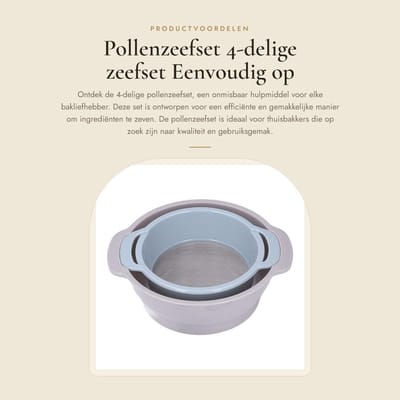 Dailygoods- Pollenzeefset 4-delig - Lichtgewicht - Voedselveilig PP - Stapelbaar Design - Trimschaal met Mesh - Eenvoudige Opslag - Zeefset