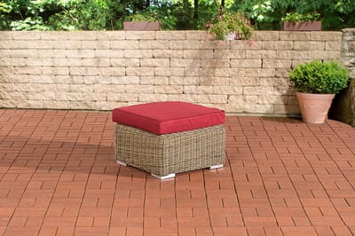 CLP Polyrattan hocker Bilbao / Madeira natura robijnrood