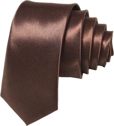 Fako Fashion - Skinny Stropdas - Smal - 5cm - Smalle Das - Effen - 145cm - Bruin