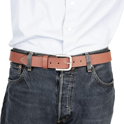 Leren Riem Cognac Van 3,5 cm Breed - Dames Riem Of Heren Riem - Maat 115 cm (Taillemaat tot 100 cm)