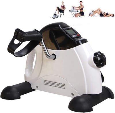 Fiets Oefenapparaat - Mini Hometrainer - Zittend Trainen - LCD Scherm - 31 cm Hoog - Wit