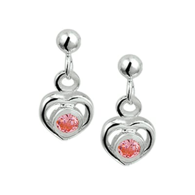 Zilveren Oorhangers hart strass 1019450
