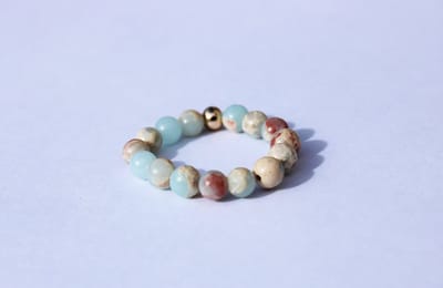Bixorp Gems Edelsteen Ring van Serpentijn  - 4mm Kralen Ring - Cadeau voor haar
