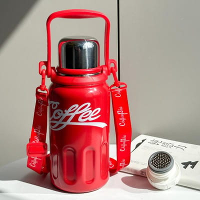 Thermosbeker Student Handvat Grote Capaciteit Thermoskan Draagbaar Hoog Uiterlijk Niveau Roestvrijstalen Beker 950ml red