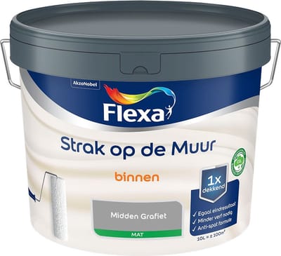 Flexa - Strak Op De Muur Binnen Mat - Midden Grafiet - Mengverf - 10 L