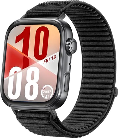 Strap-it Wave nylon bandje met klittenbandsluiting - geschikt voor Huawei Watch Fit 3 / Watch Fit 4 / Watch Fit 4 Pro / Watch Fit 5 / Watch Fit 5 Pro (zwart)