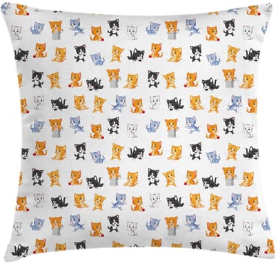 ABAKUHAUS Kattenkussenhoes – Kleurrijk 40x40 cm – Dubbelzijdig bedrukt