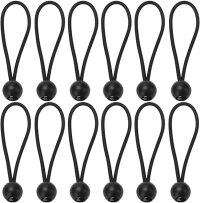 Bungee Koorden 12 Stuks - Elastisch Zeildoektouw voor Tenten en Spandoeken (15cm Zwart)
