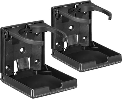 EXCITAT Bekerhouder - Flessenhouder - Opvouwbare bekerhouder voor in de auto - voor campers, boten, bestelwagens, vrachtwagens, huizen - 60-100 mm - 2-pack - Zwart