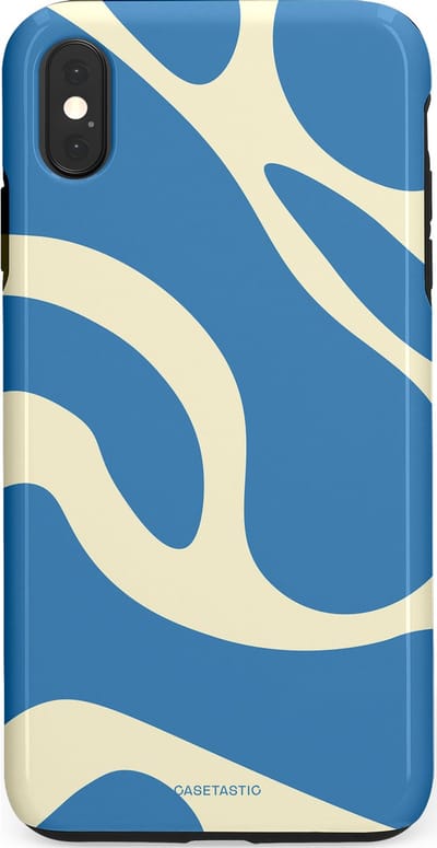 Casetastic hoesje geschikt voor Apple iPhone XS Max - Dubbellaagse bescherming - Lichtblauwe water vlekken - Fashion Case - Lavendel Crème Lichtblauw