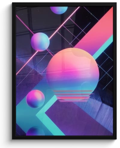 Poster in lijst - Fotolijst 60x80 cm - Posters - Cirkels - Vlakken - Abstract - Blauw - Posterlijst zwart - Decoratie - Wanddecoratie woonkamer - Muurdecoratie slaapkamer