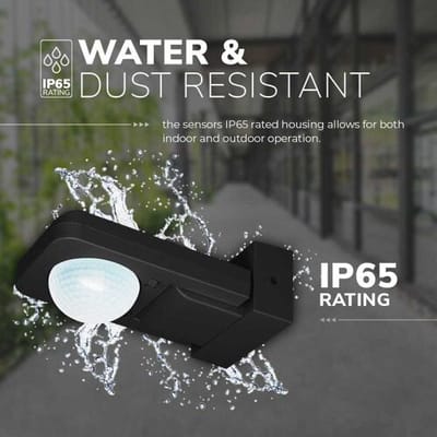 HOFTRONIC - PIR Bewegingsmelder voor buiten incl. Schemerschakelaar - 360° Detectiehoek - 20 meter bereik - Maximaal 1000 Watt aan lampen aansluitbaar - Opbouw - Zwart - IP65 Waterdicht voor binnen en buiten - Bewegingssensor