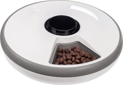 Flamingo automatische voerbar hond en kat – Voederautomaat voor nat- en droogvoer – Met timer & koelelement – 6 maaltijden – Model Labo – Wit
