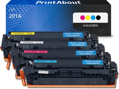 PrintAbout huismerk Toner 201A (CF400A) 4-kleuren Multipack Geschikt voor HP
