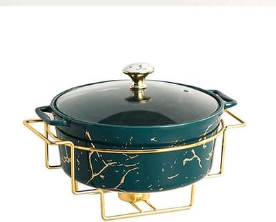 Voedselwarmer Buffet - Warmhoudpan - Feesten organiseren - Keramiek marmerlook - 275 cm - Groen