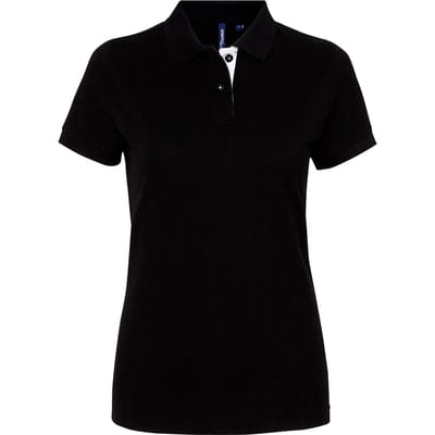 Asquith & Fox Dames/Dames Korte Mouwen Contrast Poloshirt (Zwart/Wit)