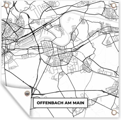 Tuin poster Offenbach am Main - Stadskaart - Plattegrond - Kaart - 200x200 cm - Tuindoek