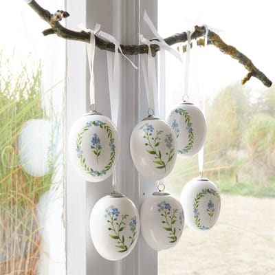 LOBERON Paasei set van 6 Fierolla wit/blauw