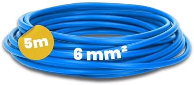 Kalitec 5 meter H07V-K 6 mm² blauwe bedradingskabel | Flexibele enkeladerige kabel | 6 mm² gevlochten draad | Fijnaderige bedrading | Enkeladerige kabel | Enkeladerige kabel voor schakelkasten | Schakelkabel