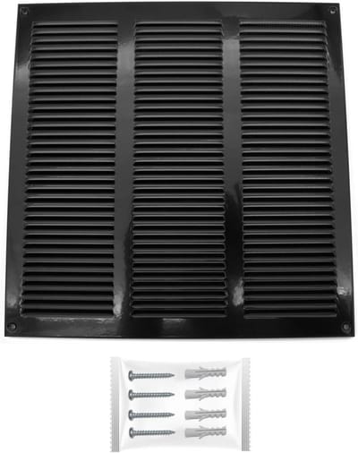 Ventilatiegrille Metaal - Ventilatierooster Vierkant - Luchtstroom Reguleren - Insectenbescherming - 300 x 300 mm - Zwart