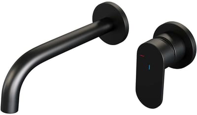 Brauer Black Edition Inbouw Wastafelmengkraan met Gebogen Uitloop en Rozetten Model C1 Mat Zwart