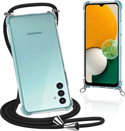 Hoesje Geschikt Voor Samsung Galaxy A13 4G Hoesje transparant silicone met Koord - Hoesje Geschikt Voor Samsung Galaxy A13 4G hoesje met koord - hoesje Hoesje Geschikt Voor Samsung Galaxy A13 4G met koord draagkoord TPU backcover - Zwart